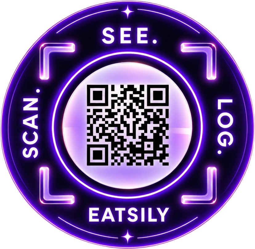 Eatsily table QR code. Scan, see, log